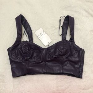 Purple leather crop top